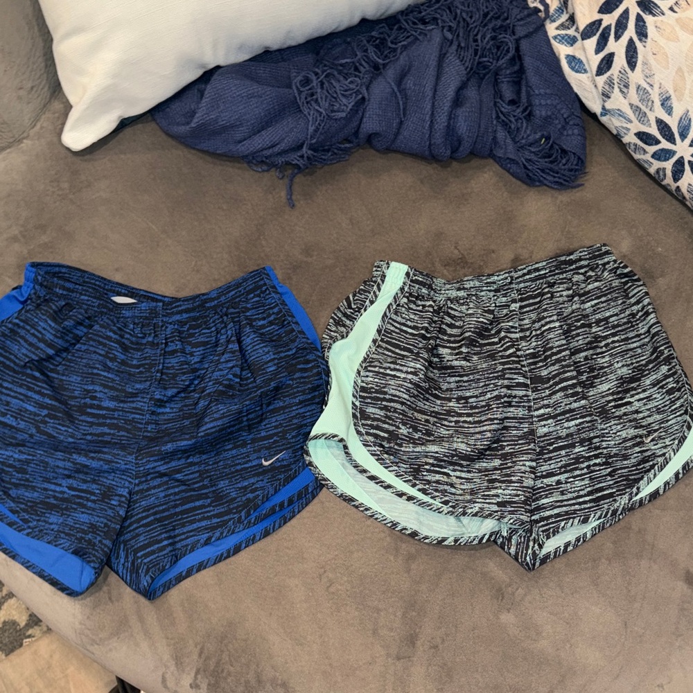 Nike Women's Blue and Mint Athletic Shorts